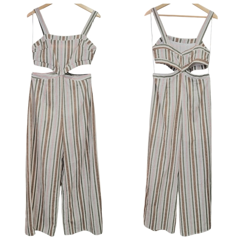 Talulah Striped Wide Leg Jumpsuit Side Cutouts Coastal Lightweight Women… - Picture 17 of 17